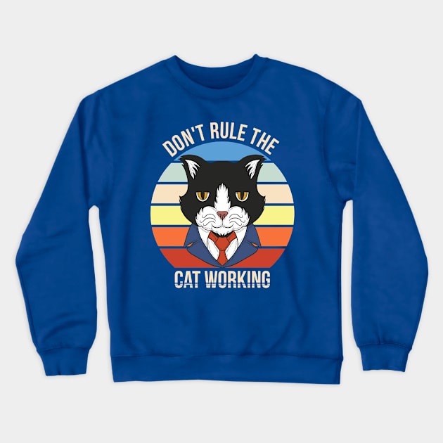 cat working retro Crewneck Sweatshirt by Tshirt lover 1